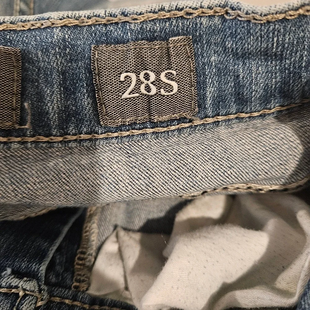 BKE Jeans Men 28S Blue Jake Straight Leg Stretch Medium Wash Whiskered Denim